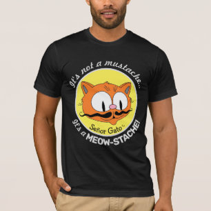 Camiseta Gato de bigode com bigode de cartoon engraçado ME