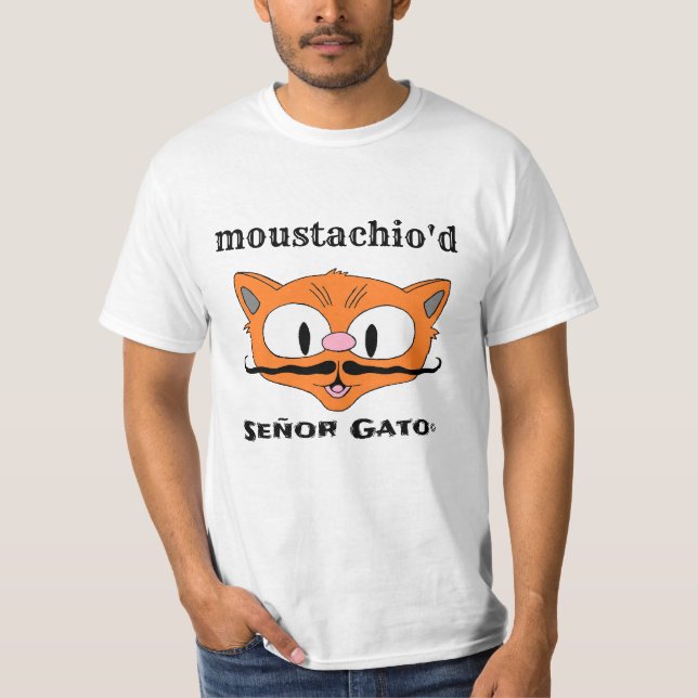Camiseta Gato de bigode humorístico de moustachio (Frente)