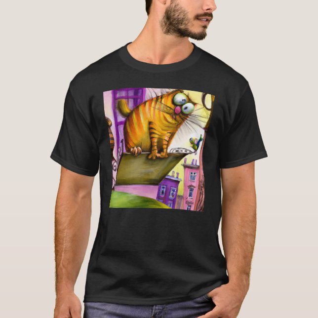 Camiseta Gato de bobo de gato de cor clara (Frente)
