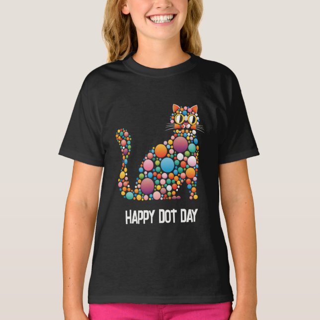 Camiseta Gato de bolinhas do Dia Ponto (Frente)