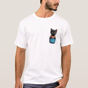 Camiseta Gato de bolso preto
