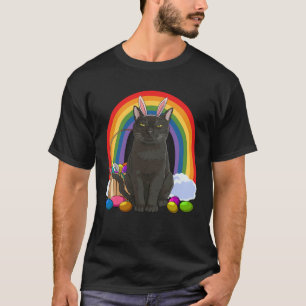 Camiseta Gato de Bombaim Coelhinho de Ovos Feliz Páscoa