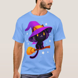 Camiseta Gato de bruxa, gato mágico preto, fofo