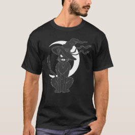 Camiseta Gato de Bruxa Negra Assustadora do Halloween