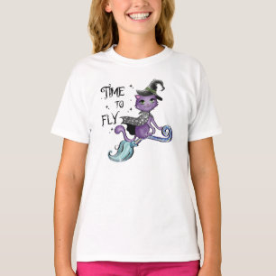 Camiseta Gato de Bruxa Voadora Bonita Hora De Voar