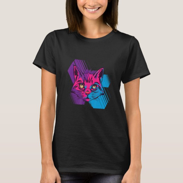 Camiseta Gato De Cabeça Gelado Para Gatinhos Coloridos Para (Frente)