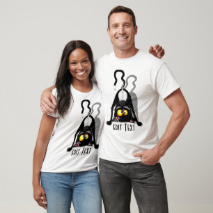 Camiseta Gato de Cabeça para Baixo Personagem de Desenho An