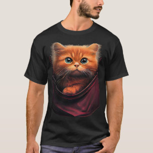 Camiseta Gato de Cabelo Vermelho Senta no Bolso