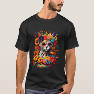 Camiseta Gato De Cachorro De Açúcar De Los Muertos La Catri