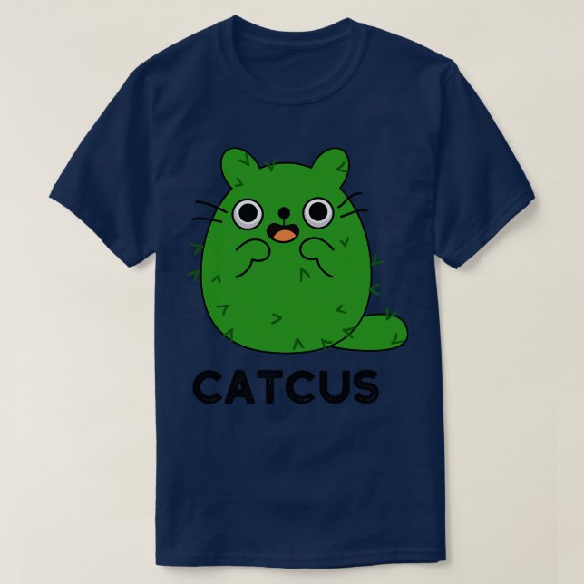 Camiseta Gato-de-caço Cactus Pun 1 (Frente do Design)