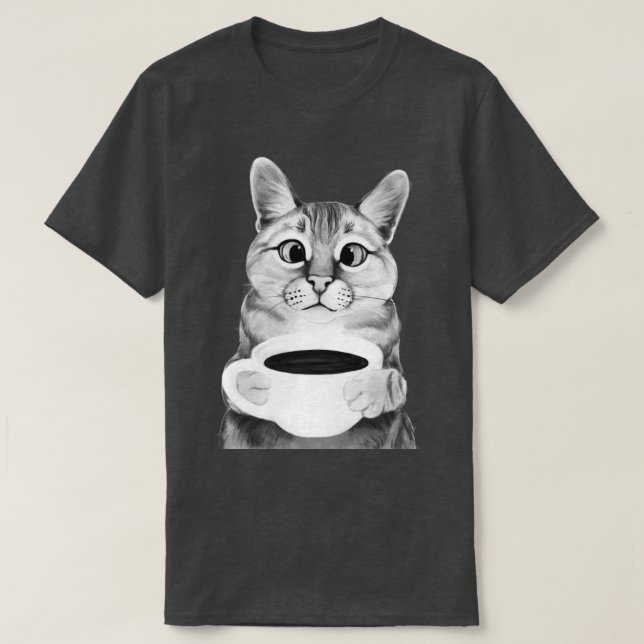 Camiseta Gato de café (Frente do Design)