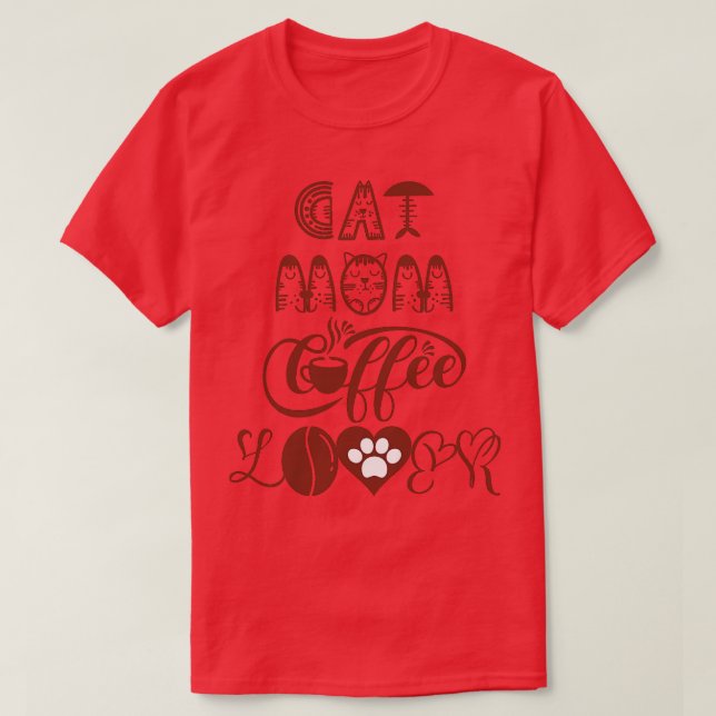 Camiseta Gato de café da mãe, Gato Design 9 (Frente do Design)