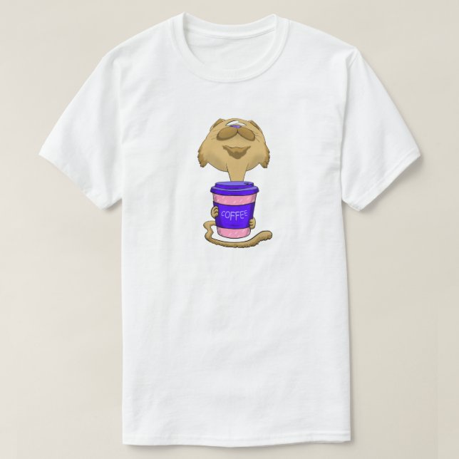 Camiseta Gato De Café De Cabeça Grande (Frente do Design)