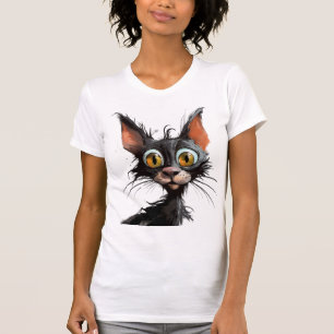Camiseta Gato de Caricatura Engraçado