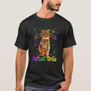 Camiseta Gato de Carnaval do Mardi Gras Felino Bengal Adorá