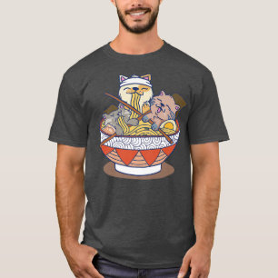 Camiseta Gato de carneiro kawaii com macarrão-homem japonês