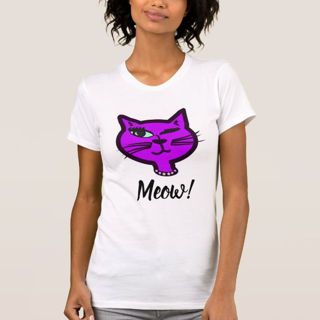 Camiseta Gato de Cartografia Púrpura e Cinto (Frente)