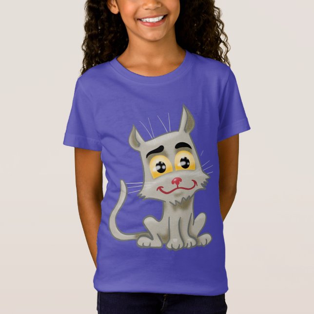 Camiseta Gato de Cartoon Adorável (Frente)
