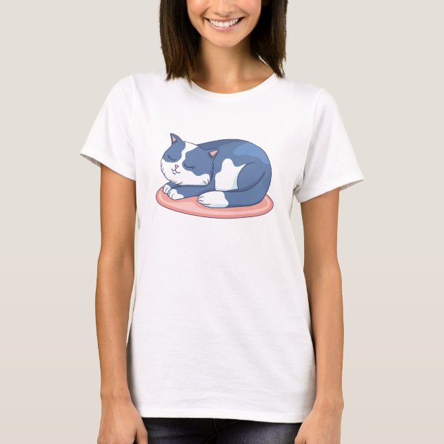 Camiseta Gato de Cartoon Adorável (Frente)
