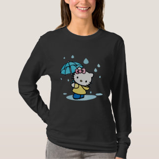 Camiseta Gato de Cartoon Bonito com Guarda-chuvas - Kawai