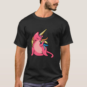 Camiseta Gato de Cartoon de Caticorn, Fofo e Unicórnio Colo