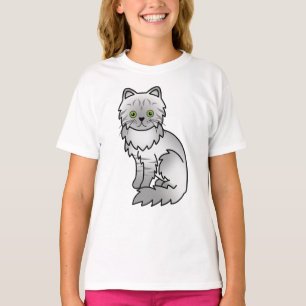 Camiseta Gato de Cartoon de Silver Tabby Chinchilla Persa