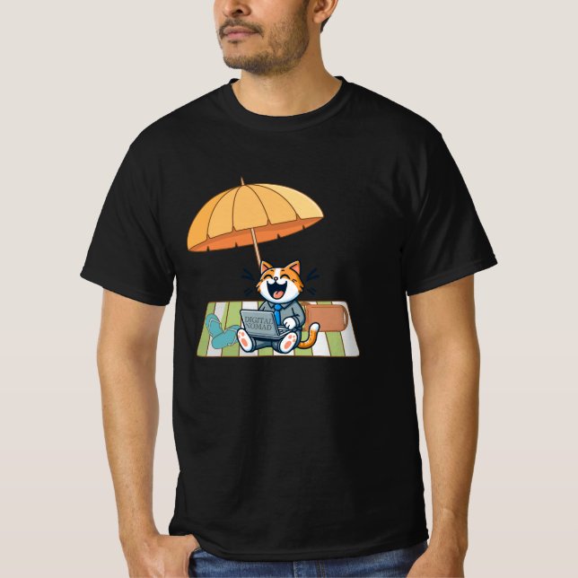 Camiseta Gato de Cartoon Engraçado (Frente)