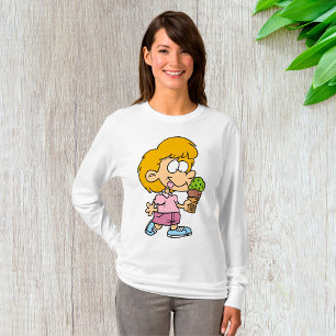 Camiseta Gato de Cartoon Gelado Sorvete Cone