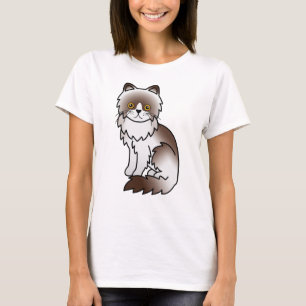 Camiseta Gato de Cartoon Persa de Cor Bi Chocolate