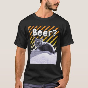 Camiseta Gato De Cerveja Negra De Festa Engraçada Com Ócu