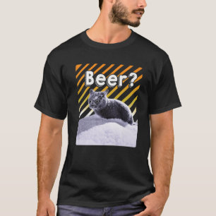 Camiseta Gato De Cerveja Negra De Festa Engraçada Com Óculo