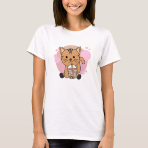 Camiseta Gato De Chá De Bolha Com Gatos De Chocolate Com An