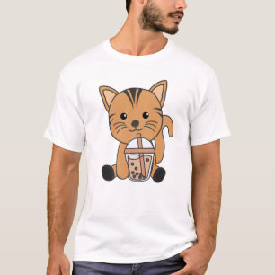 Camiseta Gato De Chá De Bolha Com Gatos De Chocolate Com An