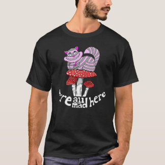 Camiseta gato de cheshire na tigela fumadora de cogumelos