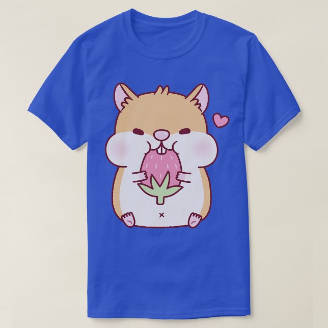 Camiseta Gato De Chubby Corajoso Com Morango (Frente do Design)