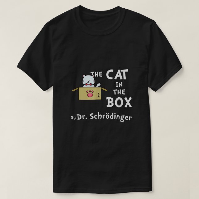 Camiseta Gato de Ciência Humor Schrodingers (Frente do Design)