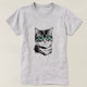 Camiseta Gato de cinza de olhos verdes (Frente do Design)