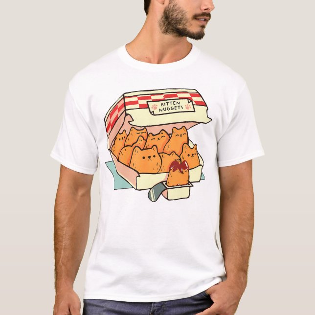 Camiseta Gato de Comida Rápida de Kitten Nuggets (Frente)