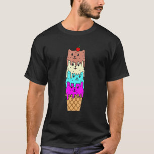 Camiseta Gato de Cone de Sorvete Verão Meninos Meninas Gráf