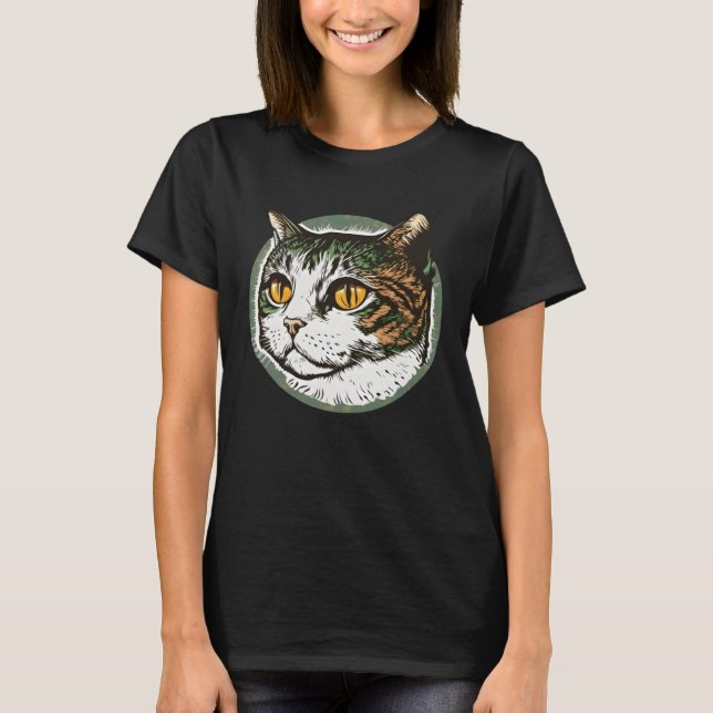 Camiseta Gato de cor original, bonito e único 7 (Frente)