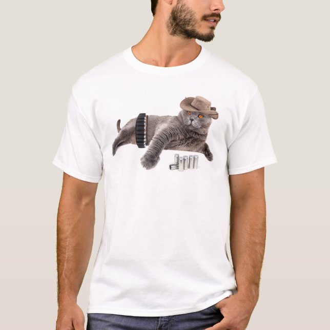 Camiseta Gato de cowboy engraçado (Frente)
