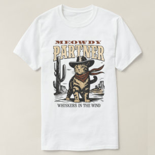 Camiseta Gato de Cowboy Engraçado - Gato Ocidental do Parce