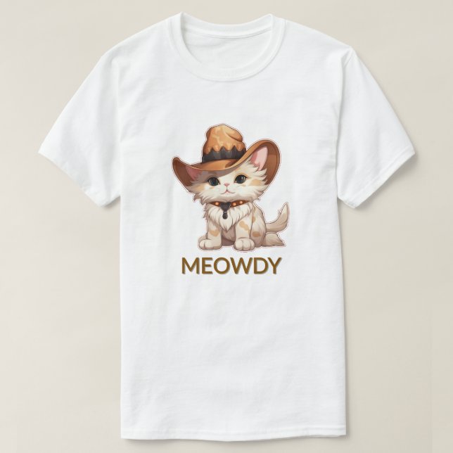 Camiseta Gato de Cowboy Ocidental Engraçado (Frente do Design)