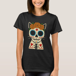 Camiseta Gato de Crânio do Açúcar - Día de los Muertos Folk