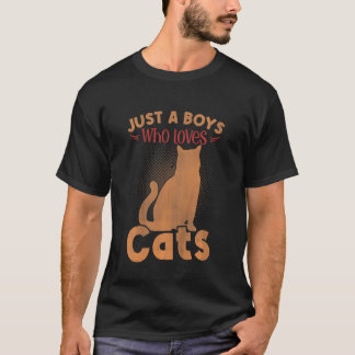 Camiseta Gato De Crianças Só Um Menino Que Ama Gatos Para O