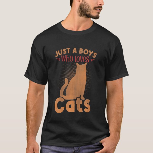 Camiseta Gato De Crianças Só Um Menino Que Ama Gatos Para O (Frente)