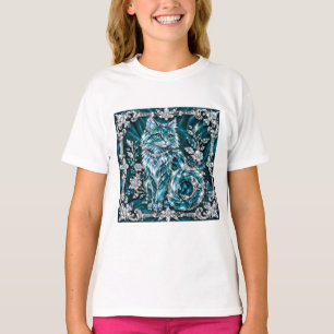 Camiseta Gato de Cristal Turquesa de Luxo Moldura de Prat
