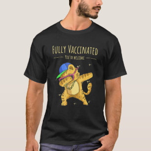Camiseta Gato De Dabbing Feliz Totalmente Vacinado Para Hom
