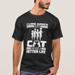 Camiseta Gato de Dança em Linha Música Country Dançarino Da