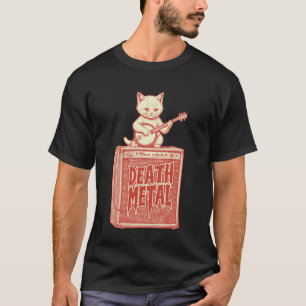 Camiseta Gato de Death Metal Amplificador de Gatinho Engraç